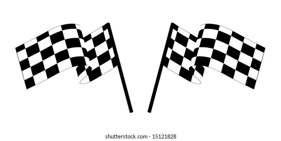 Black and white checked racing flag. Vector illustration.