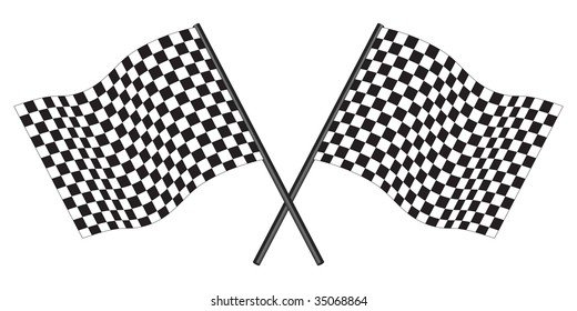 Black and white checked racing flag. Vector illustration.