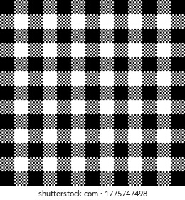 Fondo de manteles de cuadros negros y blancos. Revisado. Patrón de verificación sin fisuras del vector.