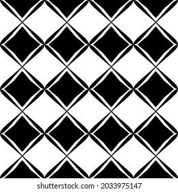 Black and white checker diagonal rhombs. Vector.