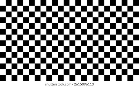 Black and white checker pattern, race flag checkered chessboard, grid, mesh seamless texture background. Grid geometric square shape retro mosaic psychedelic pattern, vector illustration.