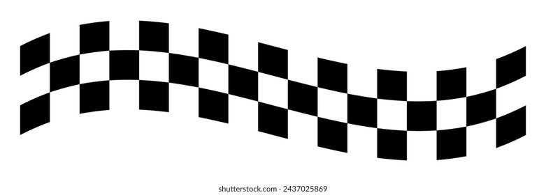 Ilustración vectorial de patrón de damas blanco y negro. Tabla de ajedrez ondulado. Tablero de cuadros abstractos para el juego. Forma cuadrada geométrica de cuadrícula. Bandera de carrera. Suelo de mosaico retro.