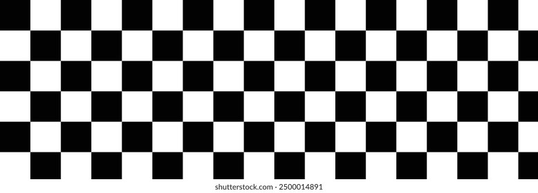 Black and white checker pattern vector illustration. Chess board. Abstract checkered checkerboard for game. Grid geometric square shape. Race flag. Retro mosaic checkerboard psychedelic pattern.