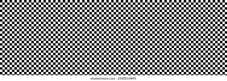 Black and white checker pattern vector illustration. Chess board. Abstract checkered checkerboard for game. Grid geometric square shape. Race flag. Retro mosaic checkerboard psychedelic pattern.