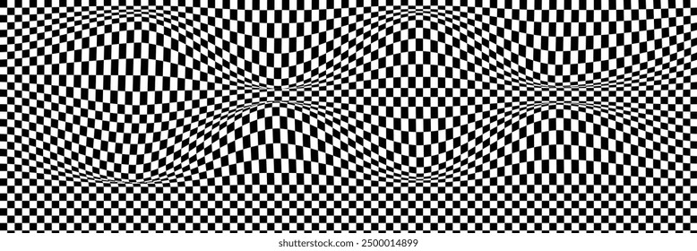 Black and white checker pattern vector illustration. Chess board. Abstract checkered checkerboard for game. Grid geometric square shape. Race flag. Retro mosaic checkerboard psychedelic pattern.