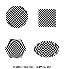 Black and white checker pattern vector illustration set design