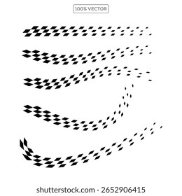 Black and white checker pattern vector illustration set. Abstract checkered chessboard or checkerboard for game, grid with geometric square shape, race or rally flag