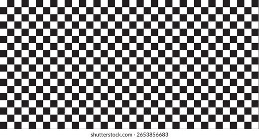 Black and white checker pattern vector illustration. Abstract checkered chessboard or checkerboard for game, grid with geometric square shape, race or rally flag and mosaic floor tile.