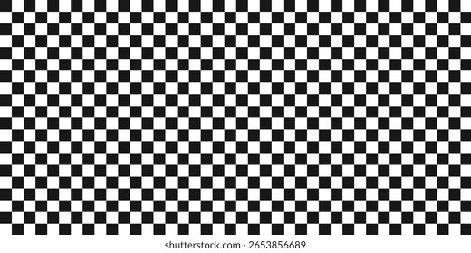 Black and white checker pattern vector illustration. Abstract checkered chessboard or checkerboard for game, grid with geometric square shape, race or rally flag and mosaic floor tile.