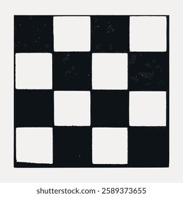 Black and white checkerboard pattern with alternating squares. Simple and classic design. Checkerboard pattern ideal for backgrounds and designs. Vintage illustration isolated on white, vector.