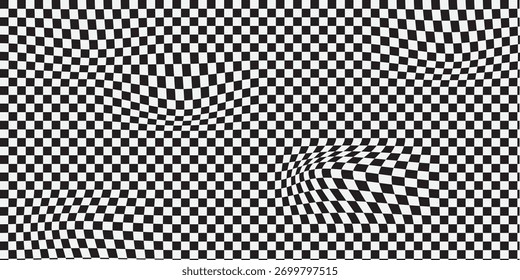 Black and white checkerboard pattern background. Classic checkered race flag car finish line or start line. Flat vector illustration isolated on white background.