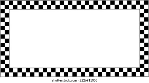 black white Checkerboard pattern, rectangle frame with copy space