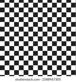 Black white checkered background. Space for graphic design. Classic checkered geometric pattern with white background