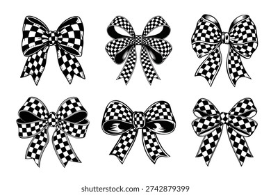 Black And White Checkered Bow Collection
