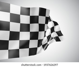 Black And White Checkered Flag, 3d Mash On A White Background