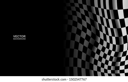 Black and white checkered flag background. sport and race theme, victory flag . vector.  