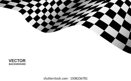 Black And White Checkered Flag Background. Sport And Race Theme, Victory Flag. Vector.