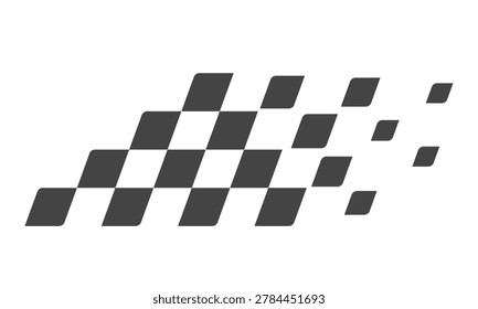 Black and white checkered flag. Dynamic shapes, speed race concept. Vector