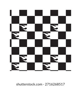 Bandera a cuadros en blanco y negro con llamas diseño de patrón decorativo racing línea de meta Anuncio retro hot rod textura de fondo deportivo
