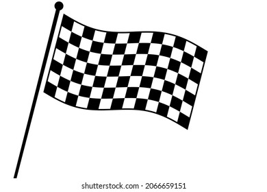Icono de la bandera de color blanco y negro para el evento de carreras