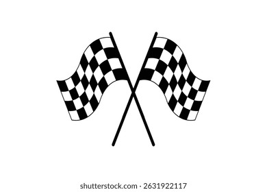 "Ícone de bandeira quadriculado preto e branco. vetor de linha de início e de fim de corrida para design de carro e rali."