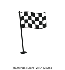 Bandeira quadriculada preta e branca em um poste