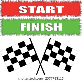black and white Checkered Flag Race and start and finish ribbon
