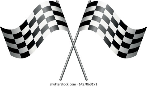 Black and white checkered flags of start of a race.