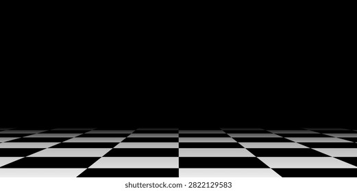 Black and White Checkered Floor — Chess Board Perspective Background 
