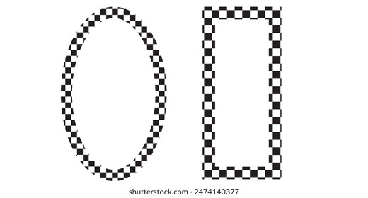 Black and white checkered frame vector art. Checkered frames set on white background. Geometric seamless pattern vector illustration.
