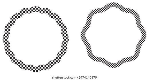 Black and white checkered frame vector art. Checkered frames set on white background. Geometric seamless pattern vector illustration.