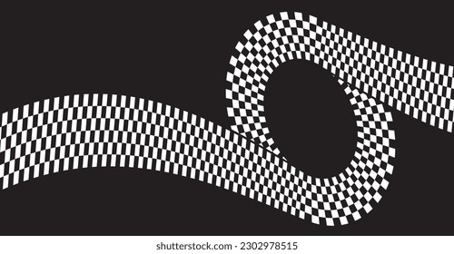 Línea a cuadros en blanco y negro, fondo abstracto. Corre el fondo con espacio para el texto. Ilustración vectorial. 