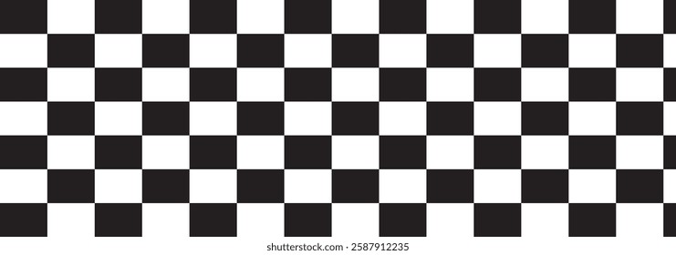 Black and white checkered pattern . Chess pattern . Black and white square background . Checkered wallpaper . Vector illustration