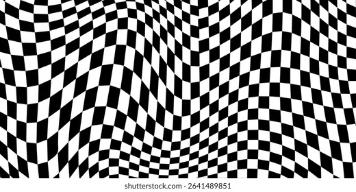 Black and white checkered pattern. Chess pattern. Black and white checkered background. 3D checkered wallpaper. vector illustration.