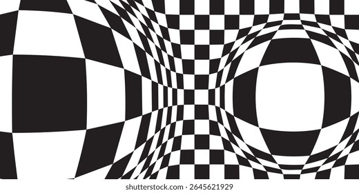 Black and white checkered pattern . Chess pattern . Black and white square background . Checkered wallpaper . Vector illustration