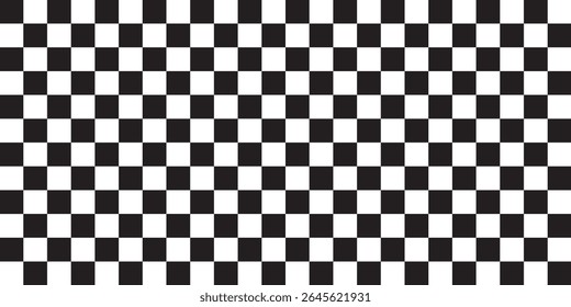 Black and white checkered pattern . Chess pattern . Black and white square background . Checkered wallpaper . Vector illustration