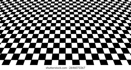 Black and white checkered pattern . Chess pattern . Black and white square background . Checkered wallpaper . Vector illustration