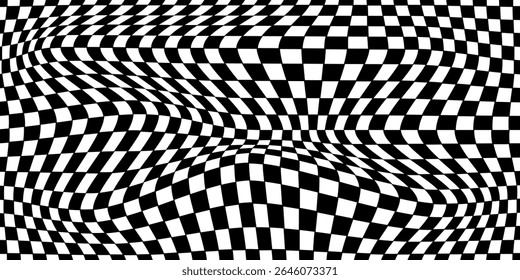 Black and white checkered pattern . Chess pattern . Black and white square background . Checkered wallpaper . Vector illustration