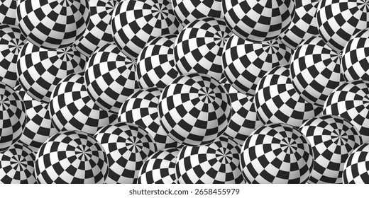 Black and white checkered pattern . Chess pattern . Black and white square background . Checkered wallpaper . Vector illustration