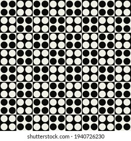 Black And White Checkered Pattern. Circles And Squares. Abstract Circles Black And White Chess Pattern.