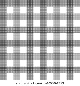 A black and white checkered pattern with a vintage textile design, often seen on picnic tablecloths