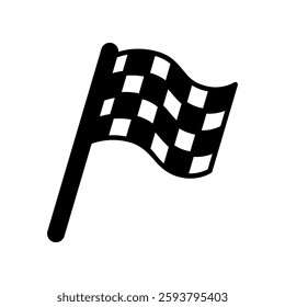 Black And White Checkered Racing Flag Isolated on a White Background
