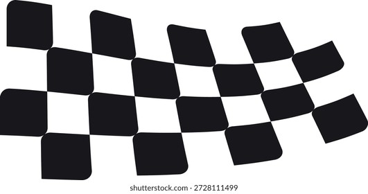 Black and white checkered racing flag sticker. Motorsport, speed, competition, finish, start, victory. Symbol, sign, emblem, label. Vector flat illustration. Isolated background.