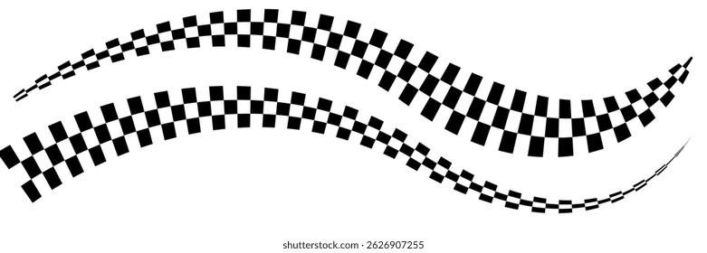 Black and white checkered rectangular frame. Square racing checkerboard pattern. Chessboard geometric pattern. Rally checkerboard pattern. Finish racing frame. Vector illustration on white background