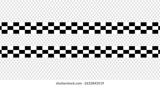 Black and white checkered rectangular frame. Square racing checkerboard pattern. Chessboard geometric pattern. Rally checkerboard pattern. Finish racing frame. Vector illustration on white background