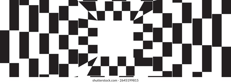 Black and white checkered rectangular frame. Square racing checkerboard pattern. Chessboard geometric pattern. Rally checkerboard pattern. Finish racing frame. Vector illustration on white background