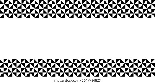 Black and white checkered rectangular frame. Square racing checkerboard pattern. Chessboard geometric pattern. Rally checkerboard pattern. Finish racing frame. Vector illustration on white background