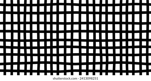 Patrón sin soldadura a cuadros en blanco y negro dibujado a mano en estilo doodle. Excelente para textiles, moda, decoración doméstica, ropa, papelería, vajilla y más.