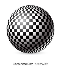 A black and white checkered sphere 