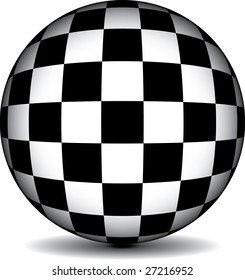 A black and white checkered sphere in vector format